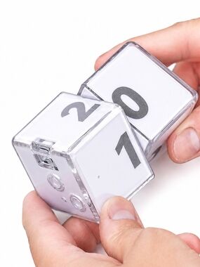 Clear White Digital Cube Alarm Clock - White.USB Charging